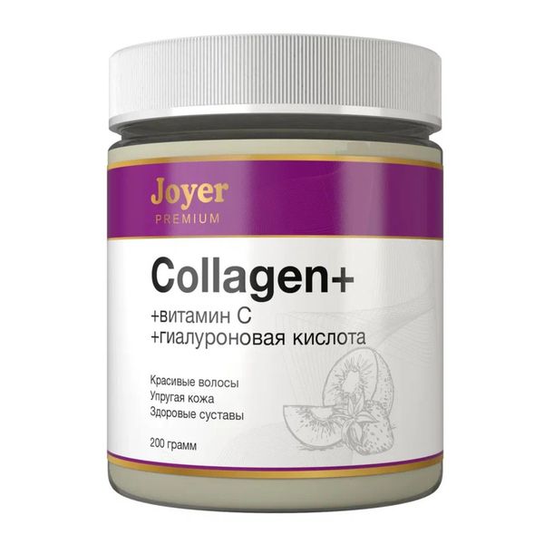Коллаген говяжий+Витамин С+Гиалуроновая кислота вкус киви и клубники Joyer Premium порошок 200г