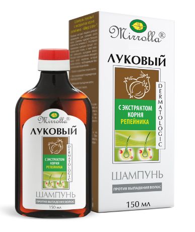 Шампунь для волос луковый с экстрактом репейника Mirrolla/Мирролла 150мл