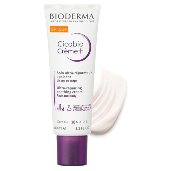 Крем для лица и тела восстанавливающий успокаивающий уход SPF50+ Creme+ Cicabio Bioderma/Биодерма туба 40мл фото №2