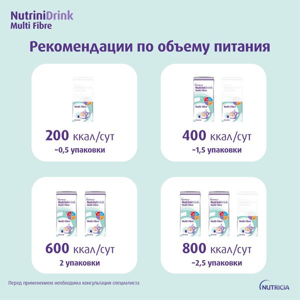Питание лечебное диет-е высококалорийное для детей старше 1 года с пищ. волокнами нейтральный вкус NutriniDrink/НутриниДринк 200мл фото №6