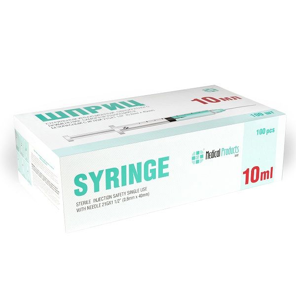 Шприц 3-х компонентный с иглой 21G SF Medical/СФ Медикал 0,8х40мм 10мл 100шт фото №3