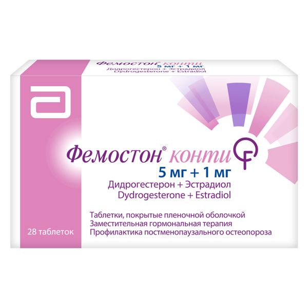Фемостон 1/5 конти таблетки п/о плен. 5мг+1мг 28шт
