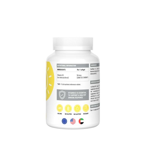 Витамин Д3 UltraSupps/Ультрасаппс капсулы мягкие 2000МЕ 260мг 60шт фото №3
