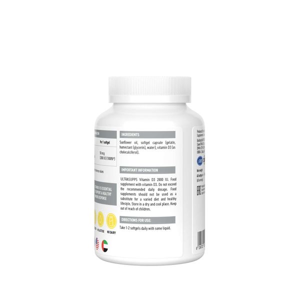 Витамин Д3 UltraSupps/Ультрасаппс капсулы мягкие 2000МЕ 260мг 60шт фото №4