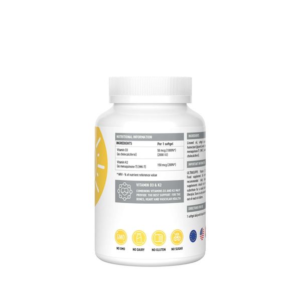 Витамин Д3+К2 UltraSupps/Ультрасаппс капсулы 30шт фото №4