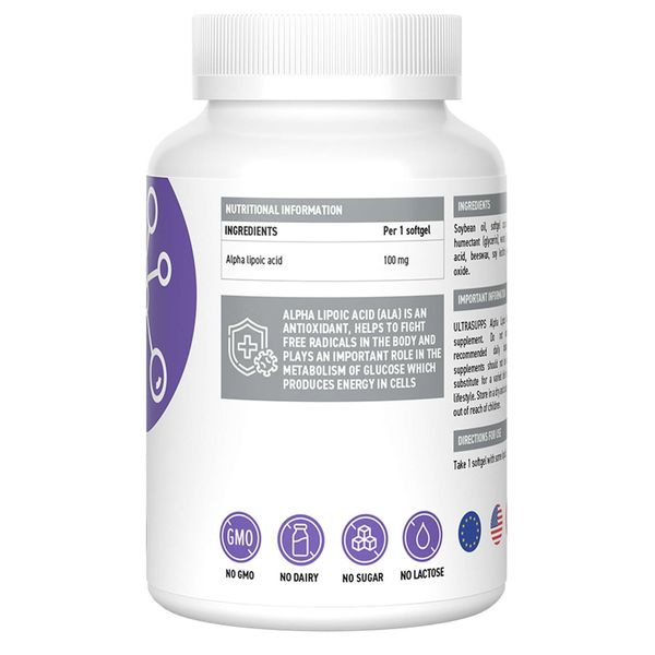 Альфа-липоевая кислота UltraSupps/Ультрасаппс капсулы 30шт фото №4