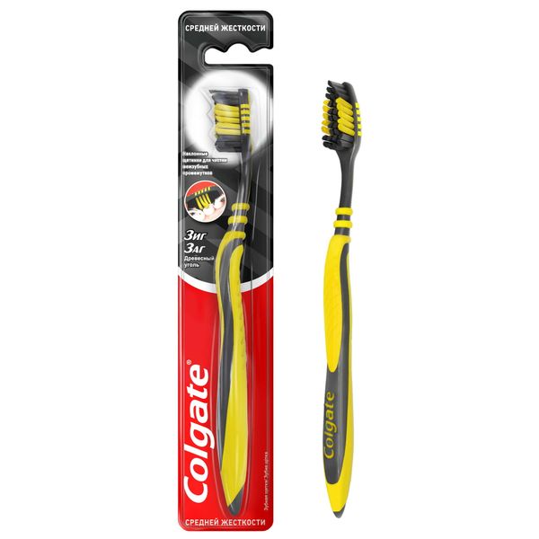 Щетка зубная средней жесткости древесный уголь Зиг Заг Colgate/Колгейт фото №2