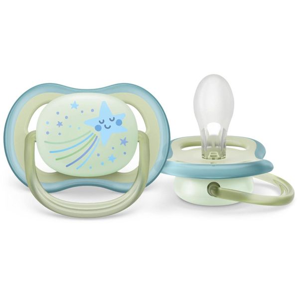 Соска-пустышка силиконовая ортодонтическая с футляром 0-6 мес. Ultra Air Night Philips Avent 2шт (SCF376/18) фото №2