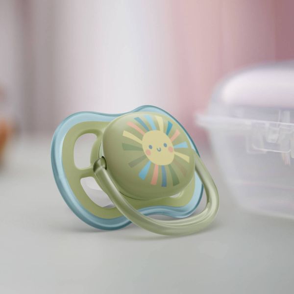 Соска-пустышка силиконовая ортодонтическая с футляром 0-6 мес. Ultra Air Philips Avent 2шт (SCF085/58) фото №2