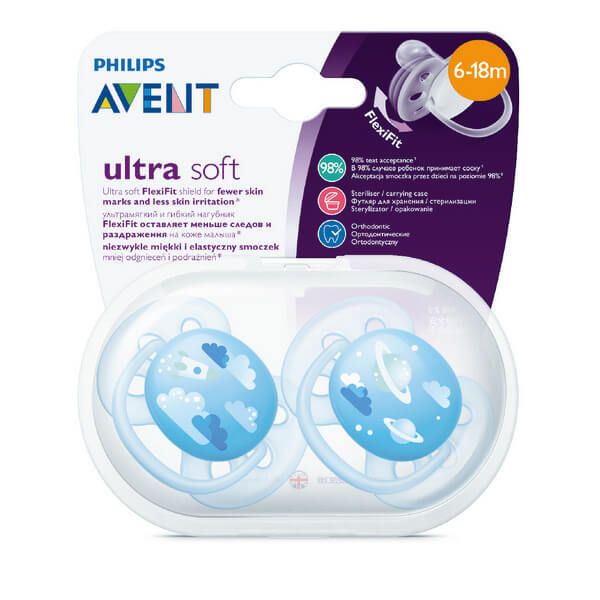 Пустышка Philips Avent серии ultra soft Космос 6-18 мес., 2шт. SCF222/22 фото №5