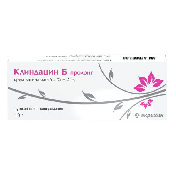 Клиндацин Б пролонг крем вагинальный 2%+2% 19г+аппликатор 3шт