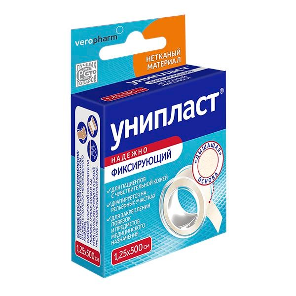 Лейкопластырь фиксирующий нетканый Унипласт 1,25x500см