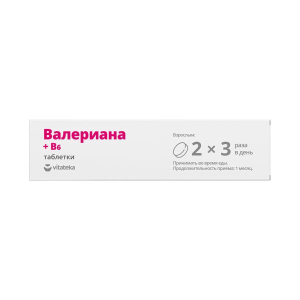 Валериана+Витамин В6 Vitateka/Витатека таблетки п/о 120мг 100шт фото №3