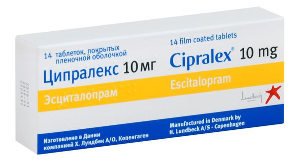 Ципралекс таблетки п/о плен. 10мг 14шт
