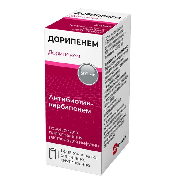 Дорипенем порошок для приг. раствора для инфузий 500мг