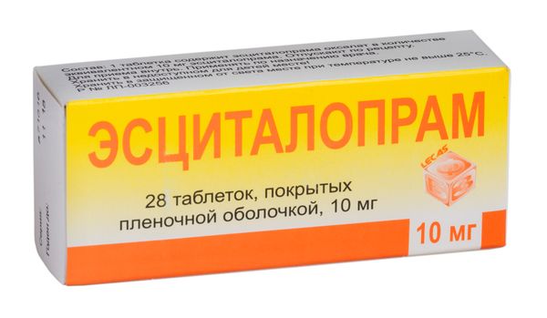 Эсциталопрам таблетки, покрытые пленочной оболочкой 10мг 28шт Эсциталопрам таблетки, покрытые пленочной оболочкой 10мг 28шт