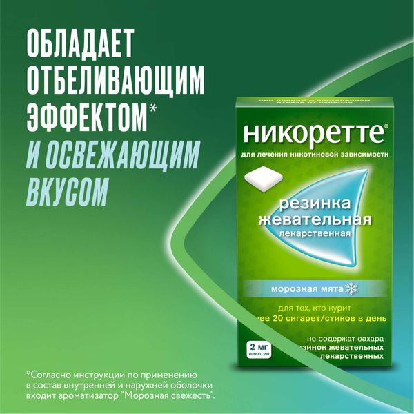 Никоретте вкус морозной мяты резинка жевательная лекарственная 2мг 30шт фото №6 Никоретте вкус морозной мяты резинка жевательная лекарственная 2мг 30шт фото №6