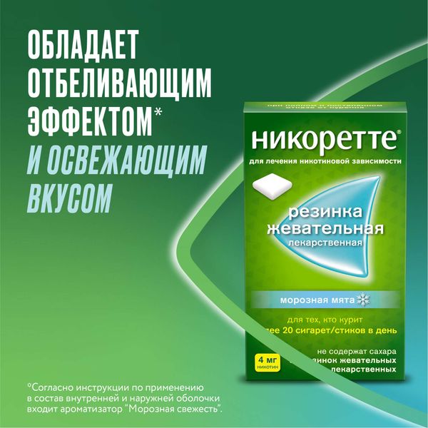 Никоретте вкус морозной мяты резинка жевательная лекарственная 4мг 30шт фото №6 Никоретте вкус морозной мяты резинка жевательная лекарственная 4мг 30шт фото №6