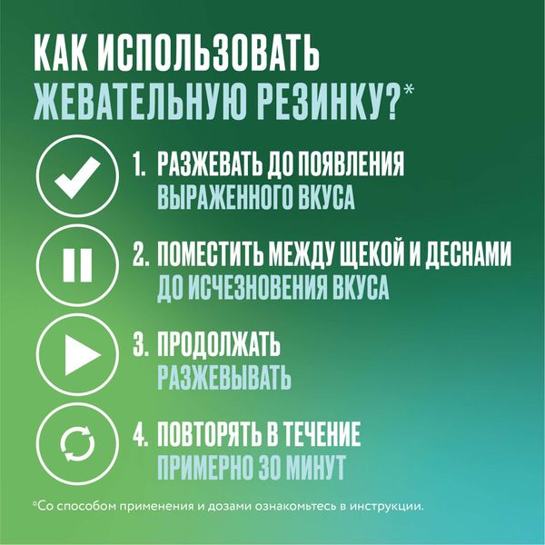 Никоретте вкус морозной мяты резинка жевательная лекарственная 4мг 30шт фото №5 Никоретте вкус морозной мяты резинка жевательная лекарственная 4мг 30шт фото №5