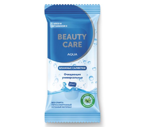 Салфетки влажные очищающие универсальные BC Beauty Care/Бьюти Кеа Aqua 20 шт.