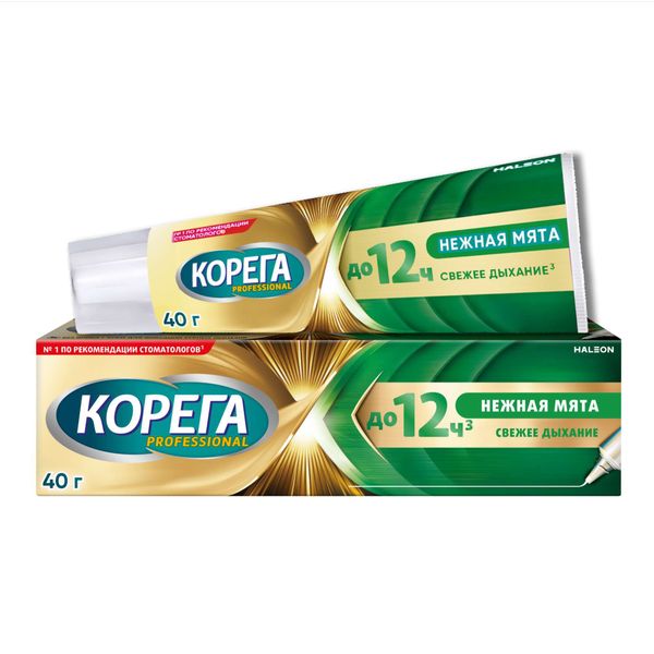 Крем для фиксации зубных протезов нежная мята Professional Corega/Корега 40г Крем для фиксации зубных протезов нежная мята Professional Corega/Корега 40г