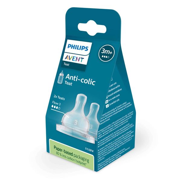 Соска силиконовая средний поток с 3 мес. Anti-colic Philips Avent 2шт (SCY763/02) фото №2