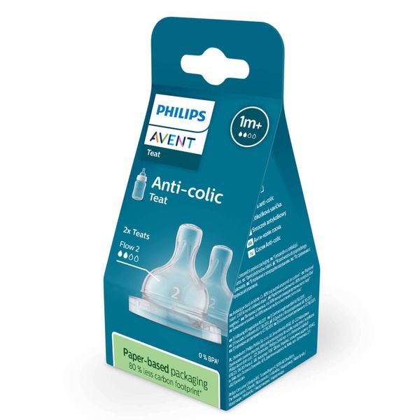 Соска силиконовая медленный поток с 1 мес. Anti-colic Philips Avent 2шт (SCY762/02) фото №2