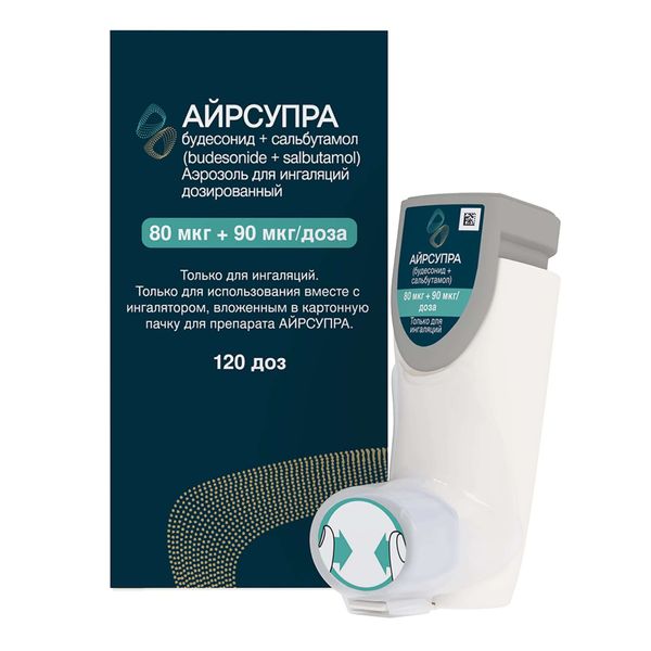 Айрсупра аэрозоль для ингаляций дозированный ингалятор 80мкг+90мкг/доза 120доз Айрсупра аэрозоль для ингаляций дозированный ингалятор 80мкг+90мкг/доза 120доз