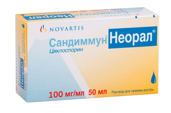 Сандиммун Неорал раствор для приема внутрь 100мг/мл 50мл+Крышка+Шприц мерный+Трубк для забора раствора Сандиммун Неорал раствор для приема внутрь 100мг/мл 50мл+Крышка+Шприц мерный+Трубк для забора раствора