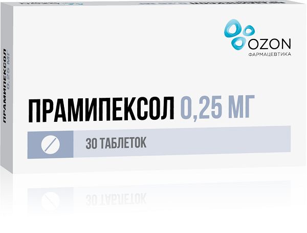 Прамипексол таблетки 0,25 мг 30шт