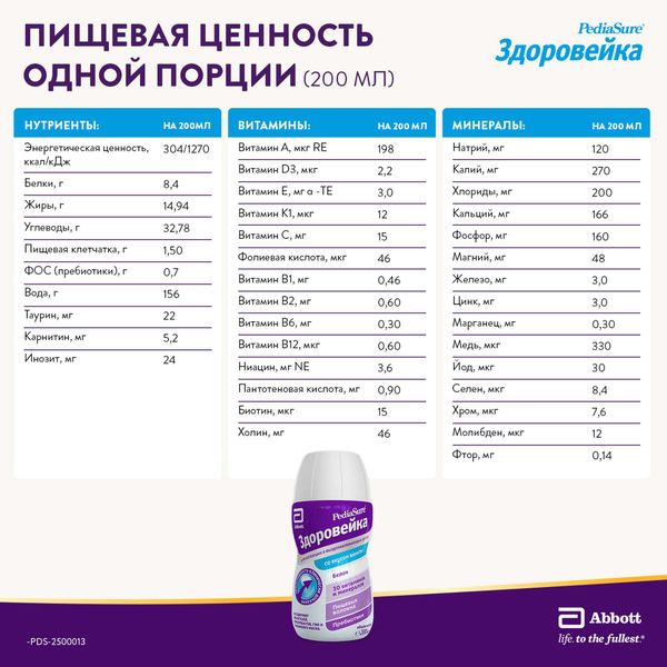 Смесь жидкая для детского питания вкус ванили от 1 до 10 лет Здоровейка PediaSure/ПедиаШур бут. 200мл фото №7 Смесь жидкая для детского питания вкус ванили от 1 до 10 лет Здоровейка PediaSure/ПедиаШур бут. 200мл фото №7