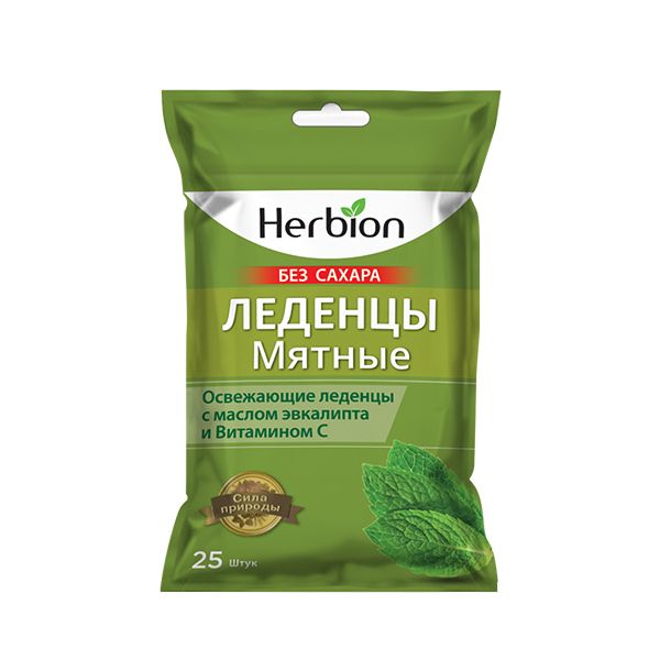 Леденцы мятные с маслом эвкалипта и витамином С без сахара Herbion Pakistan/Хербион Пакистан пак. 25шт