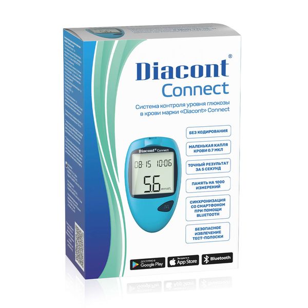 Глюкометр с принадлежностями Connect Diacont/Диаконт Глюкометр с принадлежностями Connect Diacont/Диаконт