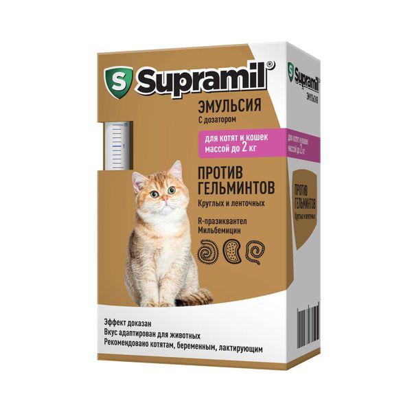 Supramil таблетки для котят и кошек массой до 2кг 2,5мг/2мг 2шт Supramil таблетки для котят и кошек массой до 2кг 2,5мг/2мг 2шт
