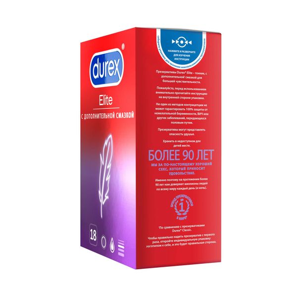 Презервативы гладкие сверхтонкие Elite Durex/Дюрекс 18шт фото №8