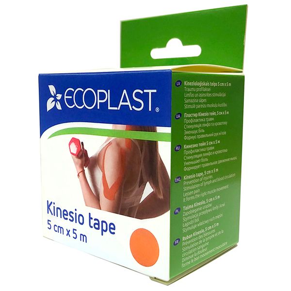 Тейп кинезио оранжевый Ecoplast/Экопласт 5см х 5м фото №6