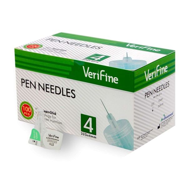 Иглы для инсулиновых шприц-ручек стерильные Verifine 0,23х4мм 32G 100шт Иглы для инсулиновых шприц-ручек стерильные Verifine 0,23х4мм 32G 100шт