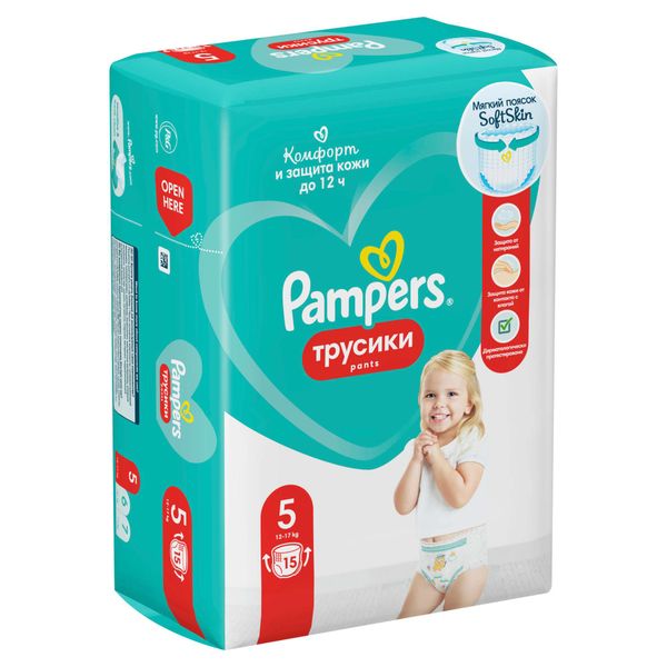 Подгузники-трусики для мальчиков и девочек Pants Pampers/Памперс 11-18/12-17кг 15шт фото №2