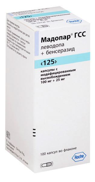 Мадопар 125 капсулы 100мг+25мг 100шт