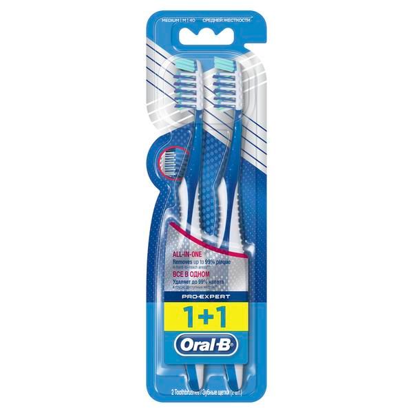 Зубная щетка Oral-B (Орал-Би) PRO-EXPERT All-in-1 Средней жесткости, 2 шт. фото №3