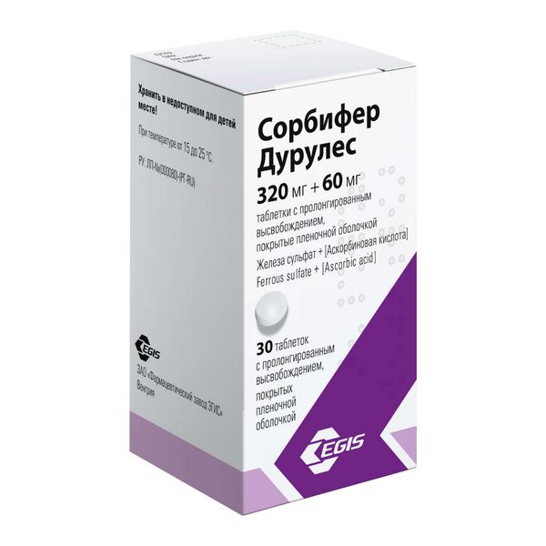 Сорбифер Дурулес таблетки с пролонгированным высвобождением п/о плен. 320мг+60мг 30шт фото №3