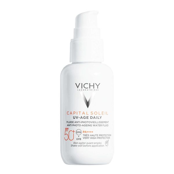 Vichy Capital Soleil UV-Age Daily Невесомый солнцезащитный крем-флюид для лица с пептидами и ниацинамидом против признаков фотостарения, SPF 50+, 40 мл Vichy Capital Soleil UV-Age Daily Невесомый солнцезащитный крем-флюид для лица с пептидами и ниацинамидом против признаков фотостарения, SPF 50+, 40 мл