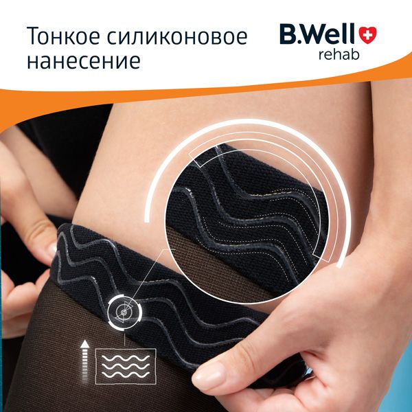 Чулки компрессионные 2 класс с открытым мыском B.Well/Би Велл, JW-227 Med, черные р.3 фото №10
