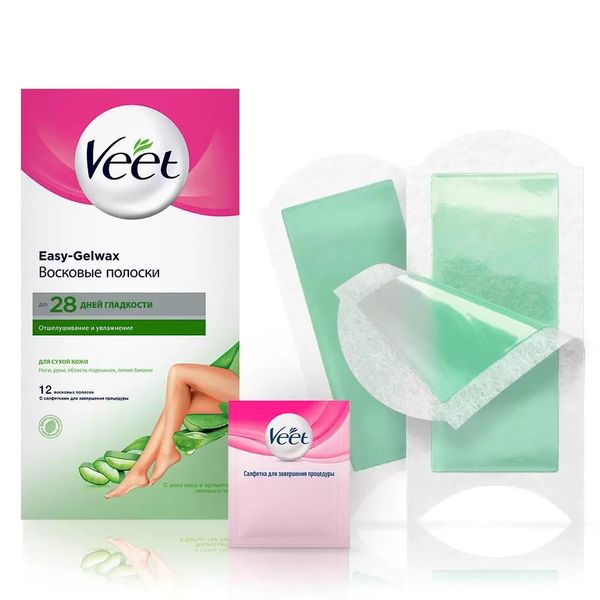 Полоски восковые для депиляции для cухой кожи Veet/Вит 12шт