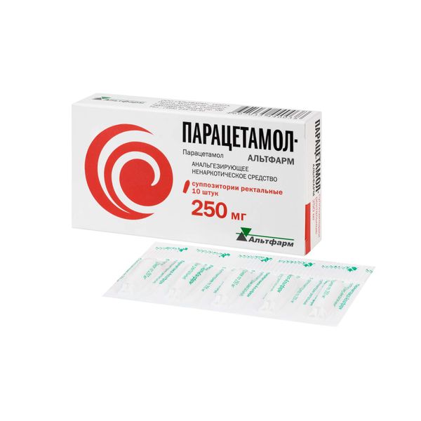 Парацетамол-Альтфарм суппозитории ректальные 250мг 10шт фото №2 Парацетамол-Альтфарм суппозитории ректальные 250мг 10шт фото №2