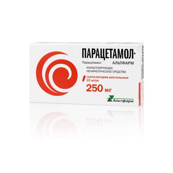 Парацетамол-Альтфарм суппозитории ректальные 250мг 10шт Парацетамол-Альтфарм суппозитории ректальные 250мг 10шт