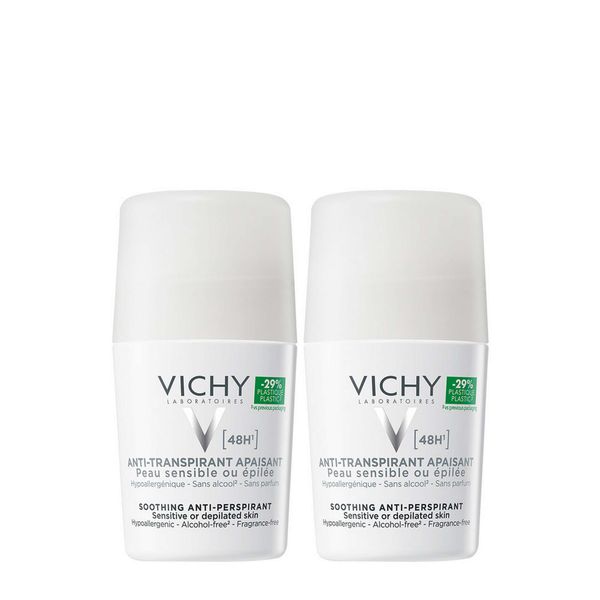 Vichy Шариковый дезодорант-антиперспирант для чувствительной кожи с защитой 48 часов для женщин и мужчин, набор 2х50 мл Vichy Шариковый дезодорант-антиперспирант для чувствительной кожи с защитой 48 часов для женщин и мужчин, набор 2х50 мл