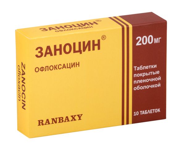 Заноцин таблетки п/о плен. 200мг 10шт