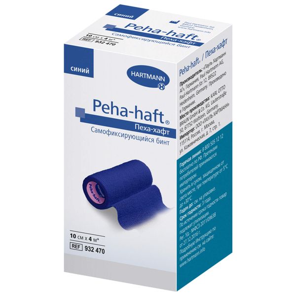 Бинт самофиксирующийся когезивный синий Peha-haft/Пеха-хафт 4м х 10см (9324701)