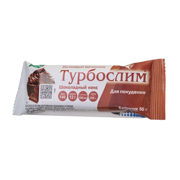 Батончик белковый для контроля веса Шоколадный кекс Эвалар Турбослим 50г Батончик белковый для контроля веса Шоколадный кекс Эвалар Турбослим 50г